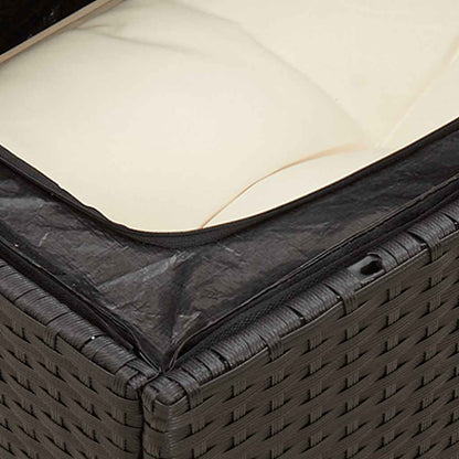 vidaXL Gartensofa mit Kissen 2-Sitzer Schwarz Poly Rattan