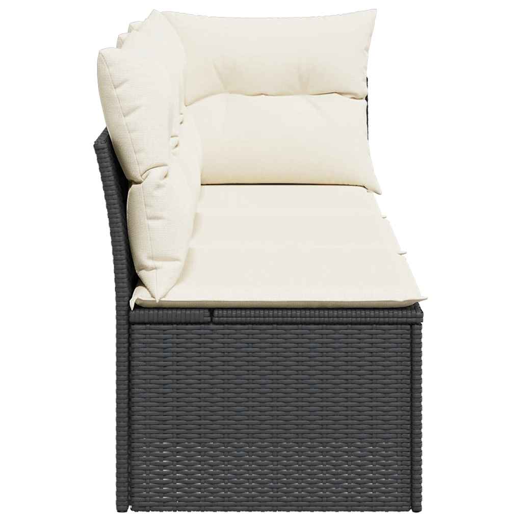 vidaXL Gartensofa mit Kissen 3-Sitzer Schwarz Poly Rattan