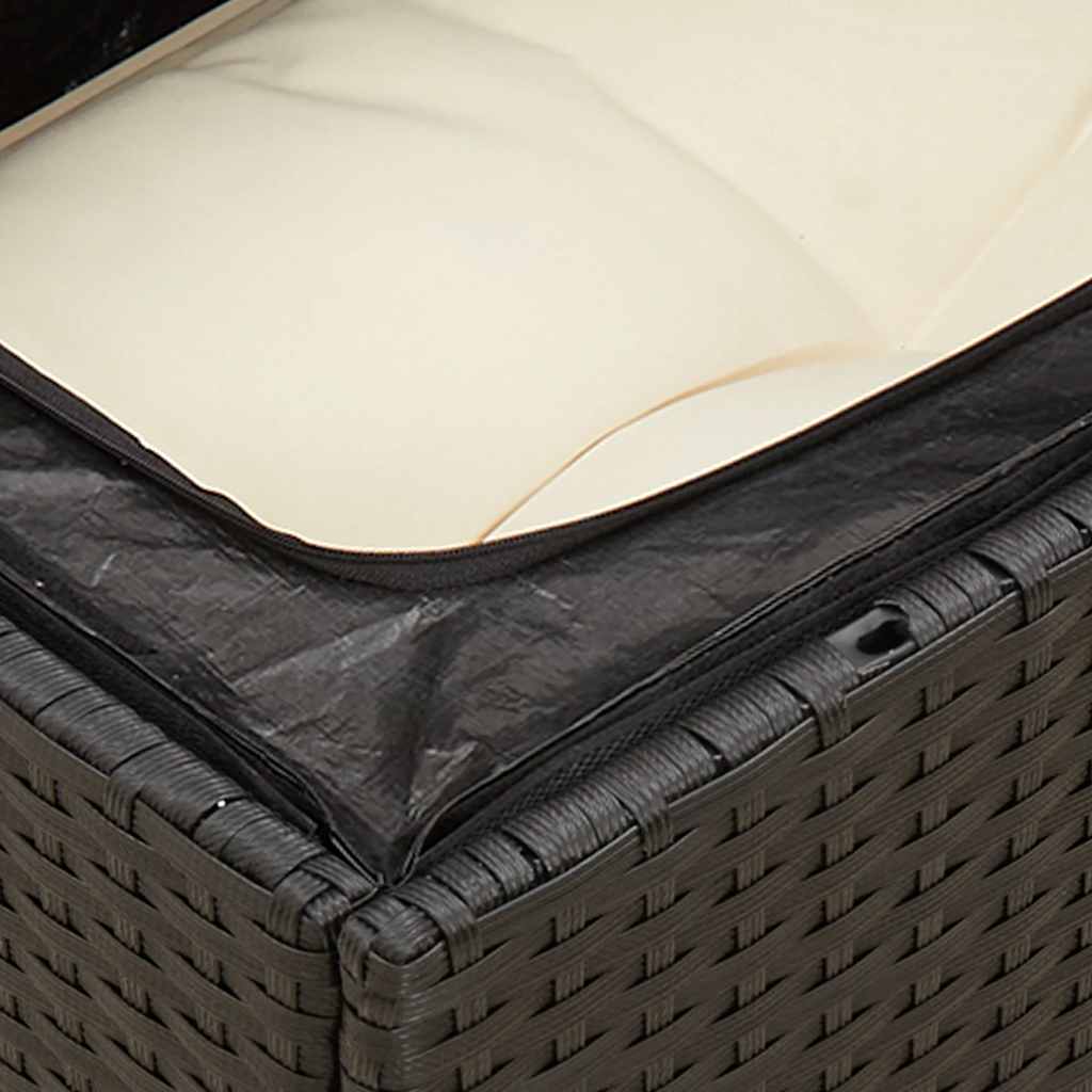 vidaXL Gartensofa mit Kissen 3-Sitzer Schwarz Poly Rattan