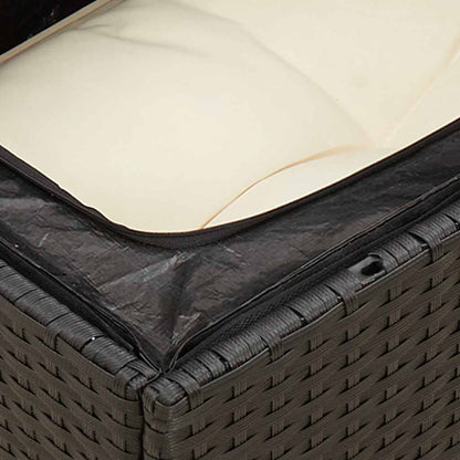 vidaXL Gartensofa mit Kissen 3-Sitzer Schwarz Poly Rattan