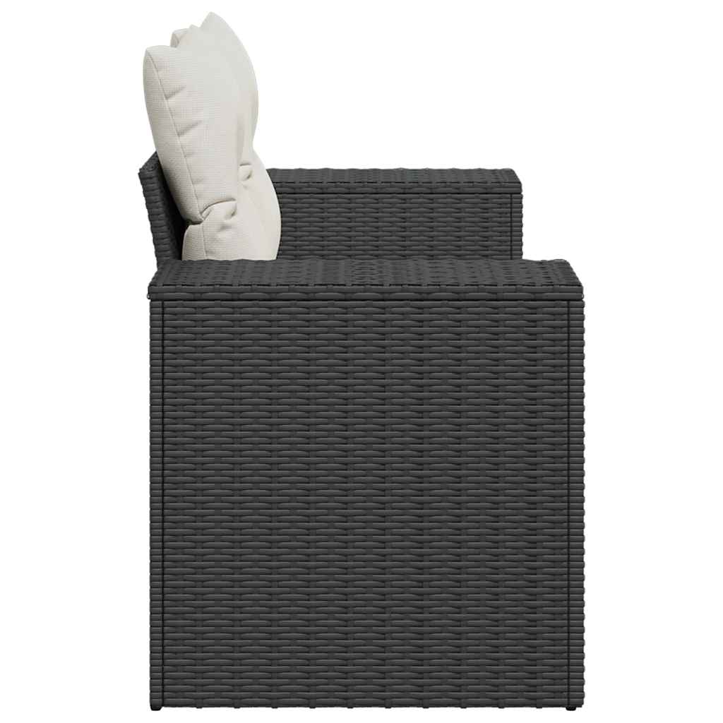 vidaXL Canapé de jardin 2 places avec coussins résine tressée noir