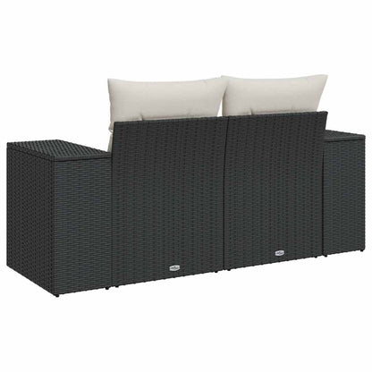 vidaXL Canapé de jardin 2 places avec coussins résine tressée noir
