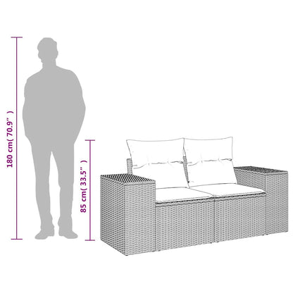 vidaXL Canapé de jardin 2 places avec coussins résine tressée noir