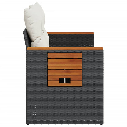 vidaXL Gartensofa mit Kissen 2-Sitzer Schwarz Poly Rattan