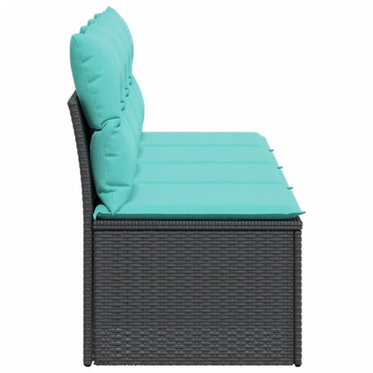 vidaXL Gartensofa mit Kissen 4-Sitzer Schwarz Poly Rattan