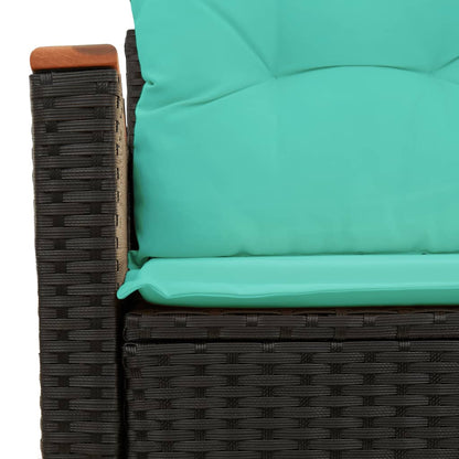 vidaXL Canapé de jardin 2 places en résine tressée noire avec coussins