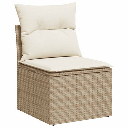 vidaXL Gartensofa ohne Armlehnen mit Kissen Beige Poly Rattan