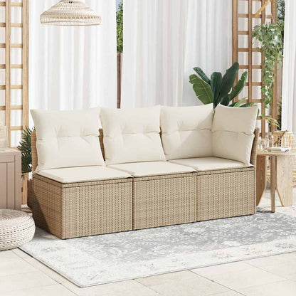 vidaXL Gartensofa ohne Armlehnen mit Kissen Beige Poly Rattan