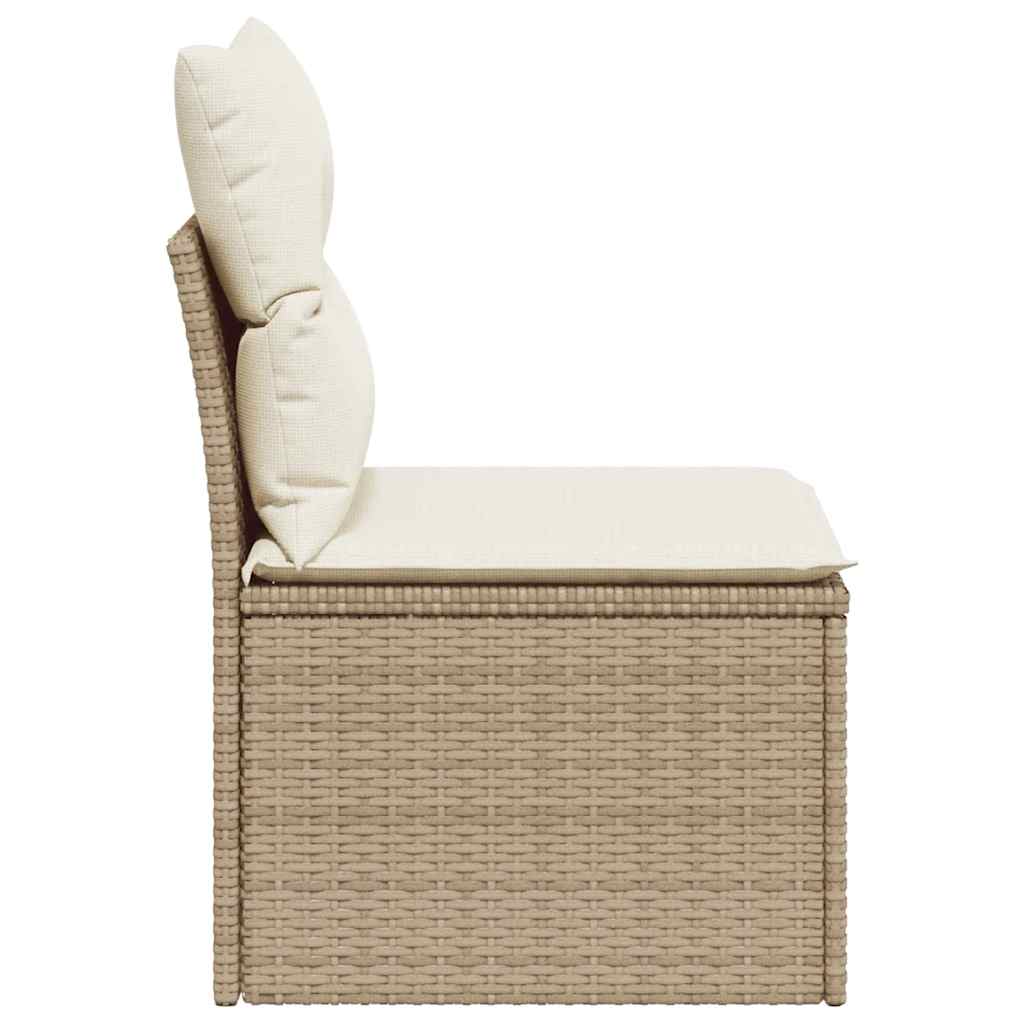vidaXL Gartensofa ohne Armlehnen mit Kissen Beige Poly Rattan