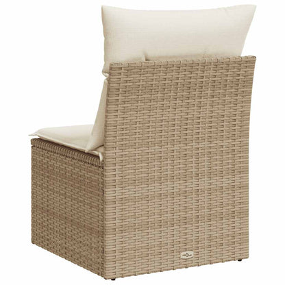 vidaXL Gartensofa ohne Armlehnen mit Kissen Beige Poly Rattan