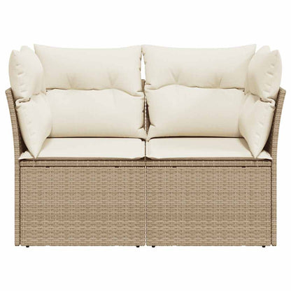 vidaXL Canapé de jardin 2 places avec coussins en résine tressée beige