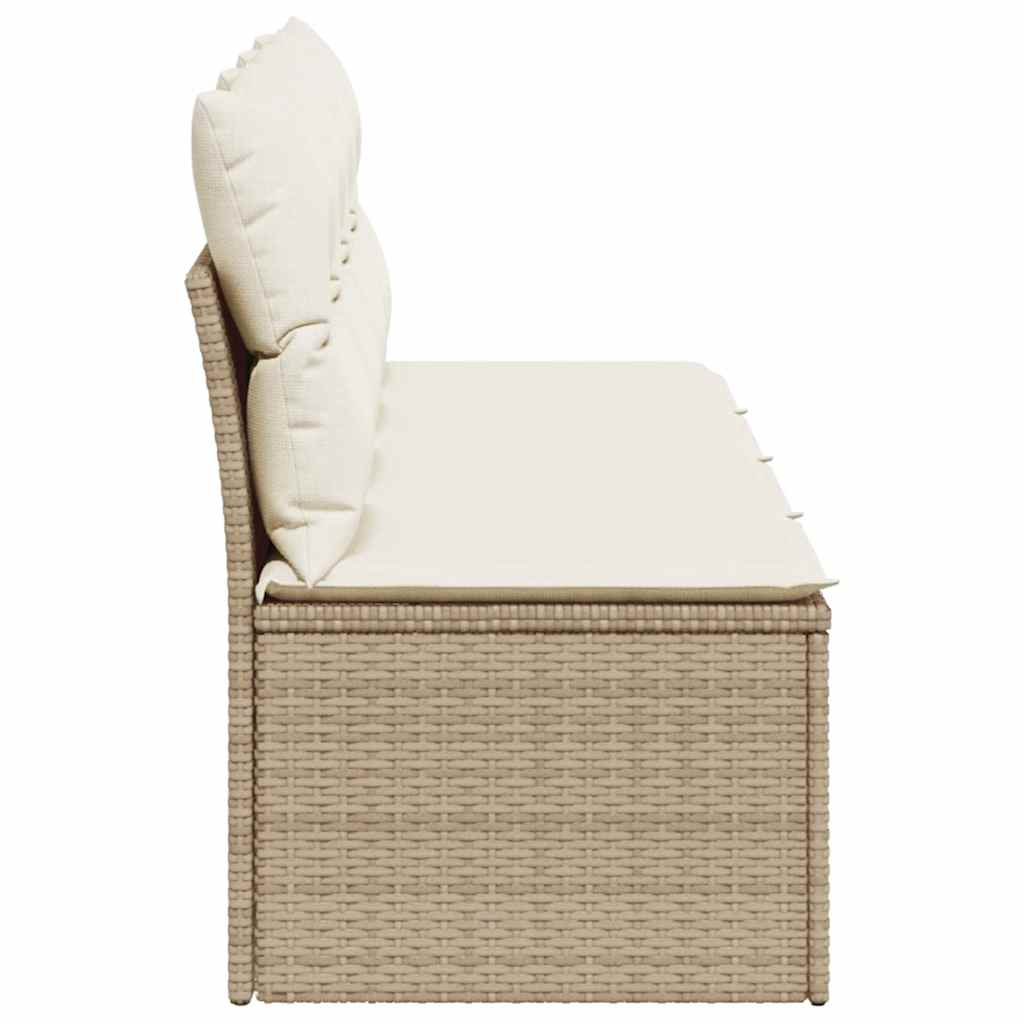 vidaXL Gartensofa mit Kissen 4-Sitzer Beige Poly Rattan
