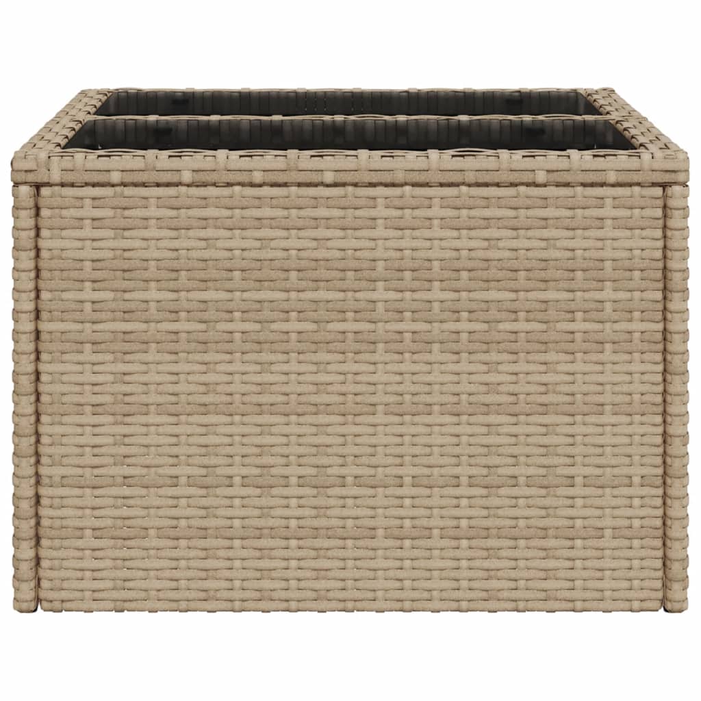 vidaXL Gartentisch mit Glasplatte Beige 55x55x37 cm Poly Rattan