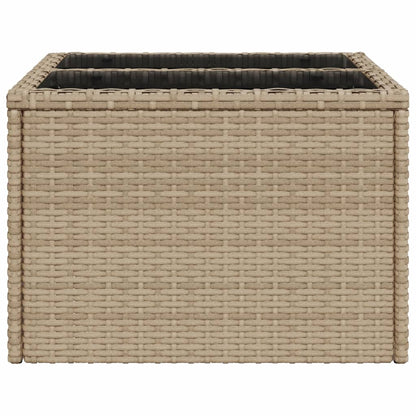 vidaXL Gartentisch mit Glasplatte Beige 55x55x37 cm Poly Rattan