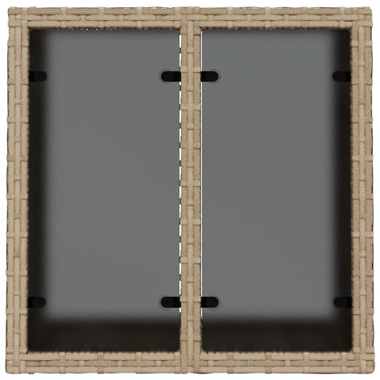 vidaXL Gartentisch mit Glasplatte Beige 55x55x37 cm Poly Rattan