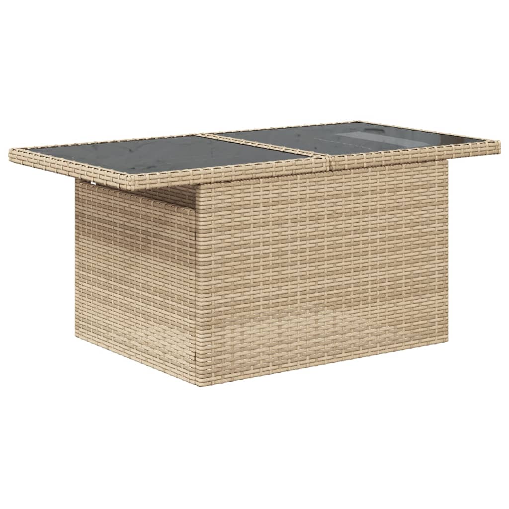 vidaXL Table de jardin avec plateau en verre Beige 100x55x73 cm Résine tressée