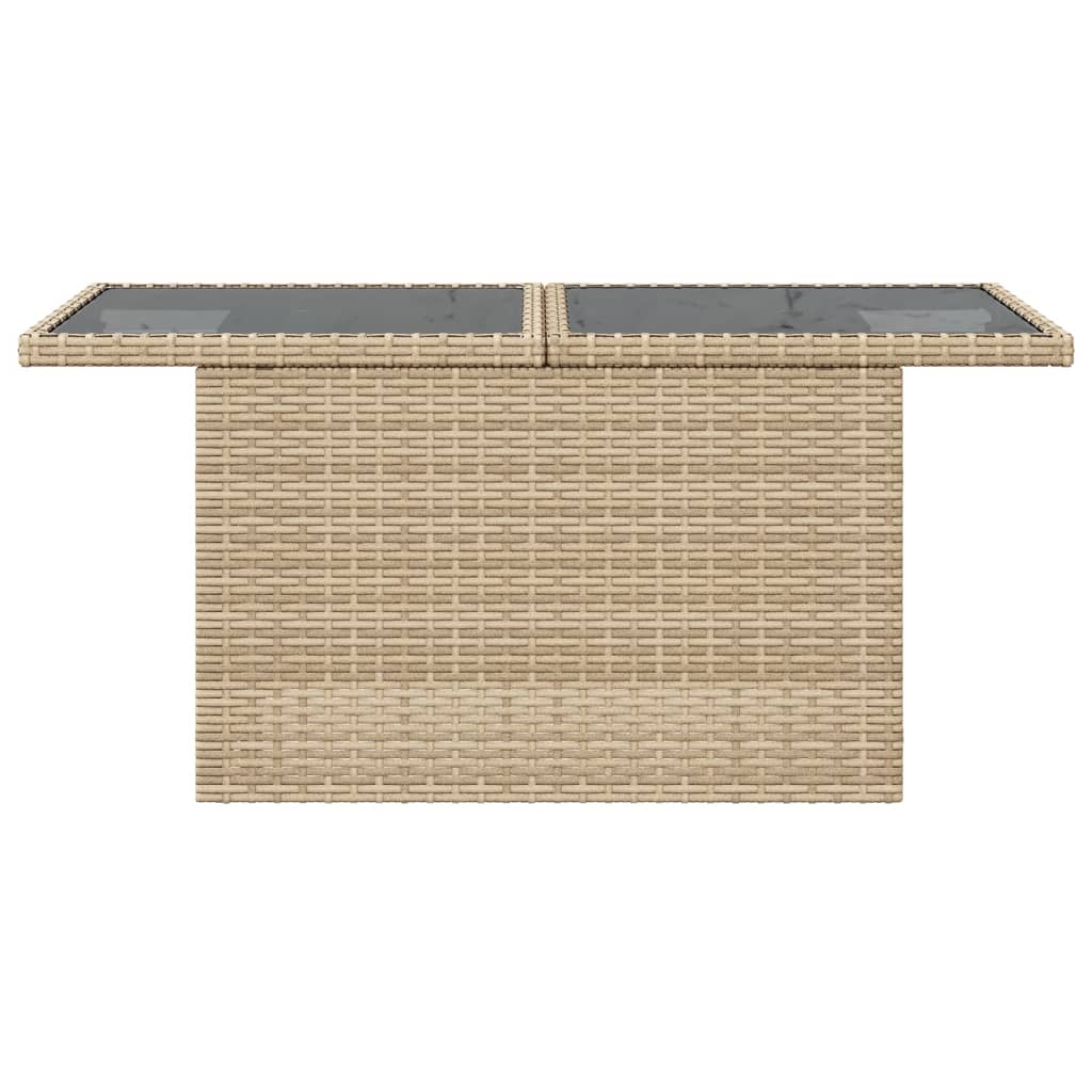 vidaXL Table de jardin avec plateau en verre Beige 100x55x73 cm Résine tressée