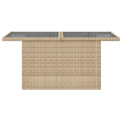 vidaXL Table de jardin avec plateau en verre Beige 100x55x73 cm Résine tressée