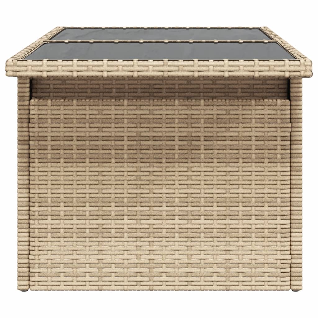 vidaXL Table de jardin avec plateau en verre Beige 100x55x73 cm Résine tressée