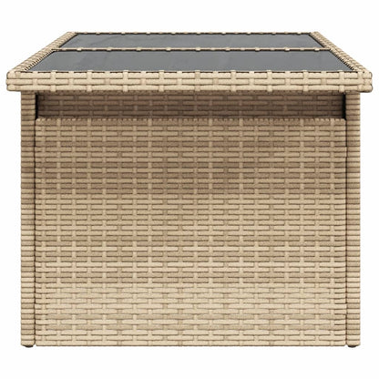 vidaXL Table de jardin avec plateau en verre Beige 100x55x73 cm Résine tressée