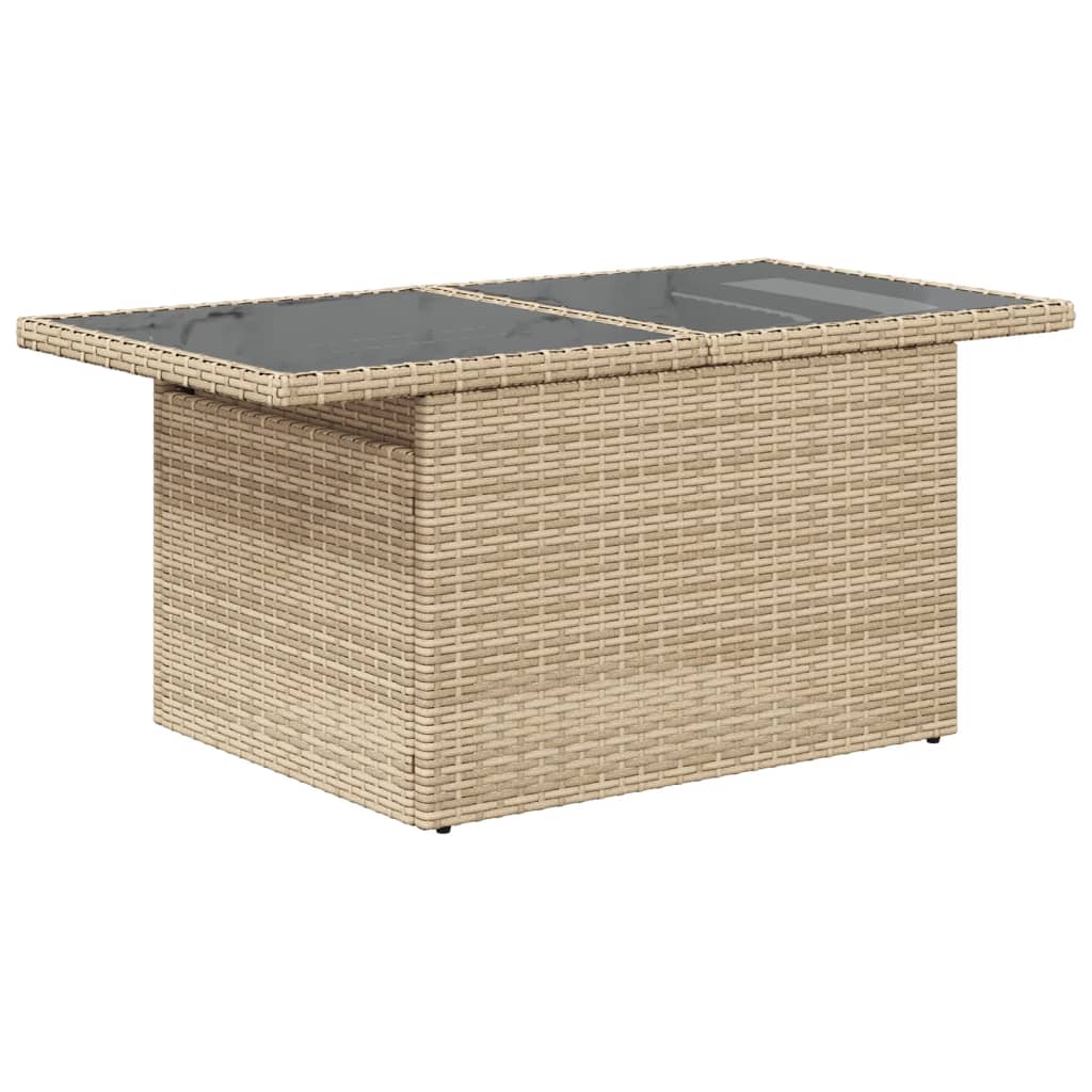 vidaXL Table de jardin avec plateau en verre Beige 100x55x73 cm Résine tressée