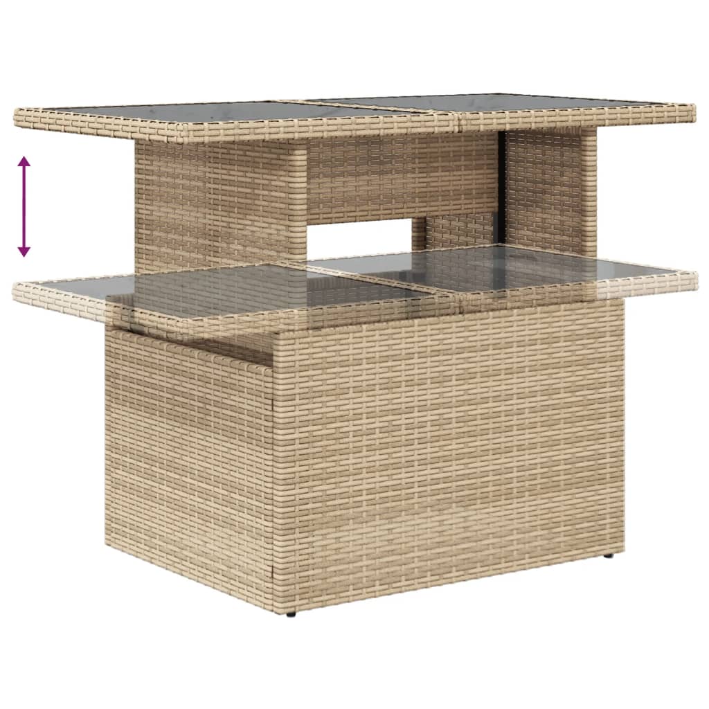 vidaXL Table de jardin avec plateau en verre Beige 100x55x73 cm Résine tressée