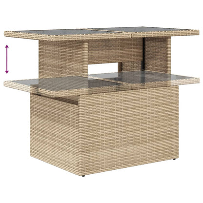 vidaXL Table de jardin avec plateau en verre Beige 100x55x73 cm Résine tressée