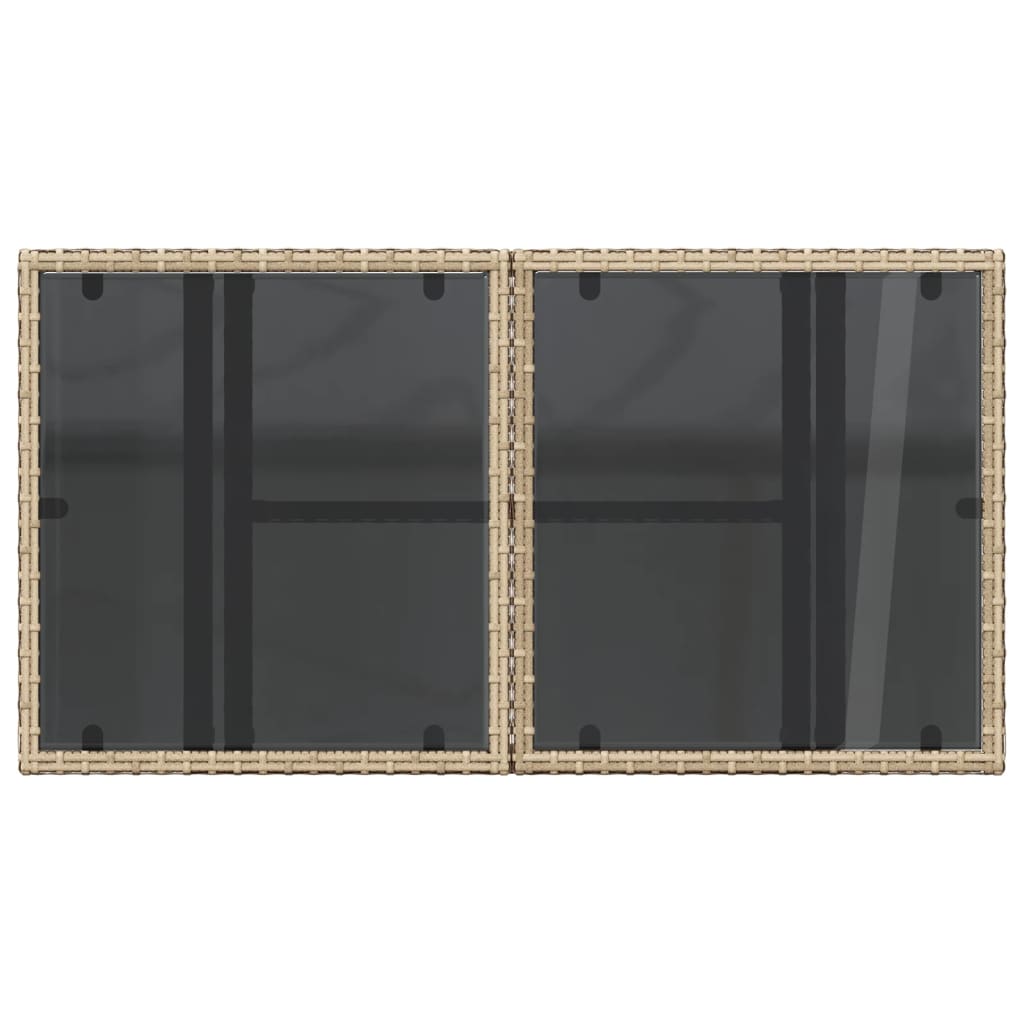 vidaXL Table de jardin avec plateau en verre Beige 100x55x73 cm Résine tressée