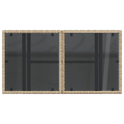 vidaXL Table de jardin avec plateau en verre Beige 100x55x73 cm Résine tressée
