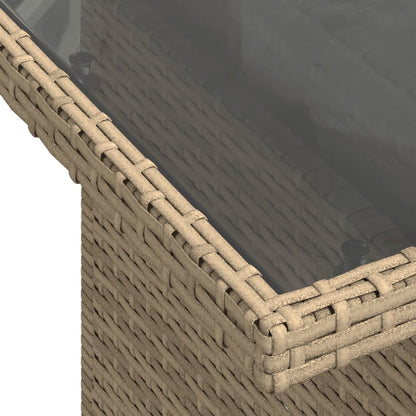 vidaXL Table de jardin avec plateau en verre Beige 100x55x73 cm Résine tressée