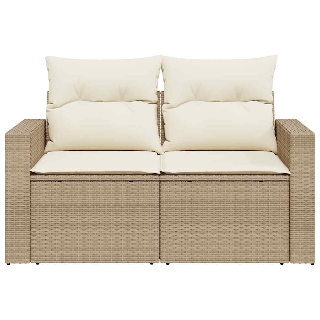 vidaXL Canapé de jardin 2 places avec coussins en résine tressée beige