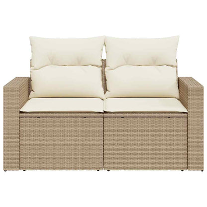 vidaXL Canapé de jardin 2 places avec coussins en résine tressée beige