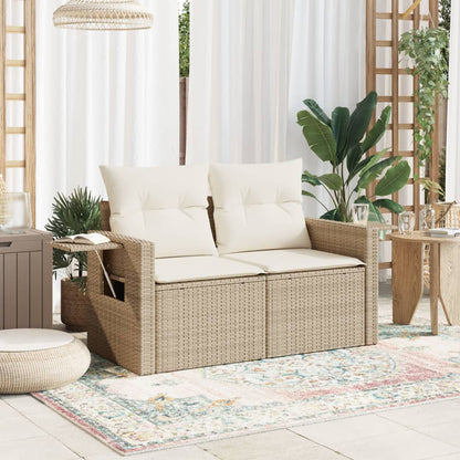 vidaXL Canapé de jardin 2 places avec coussins en résine tressée beige