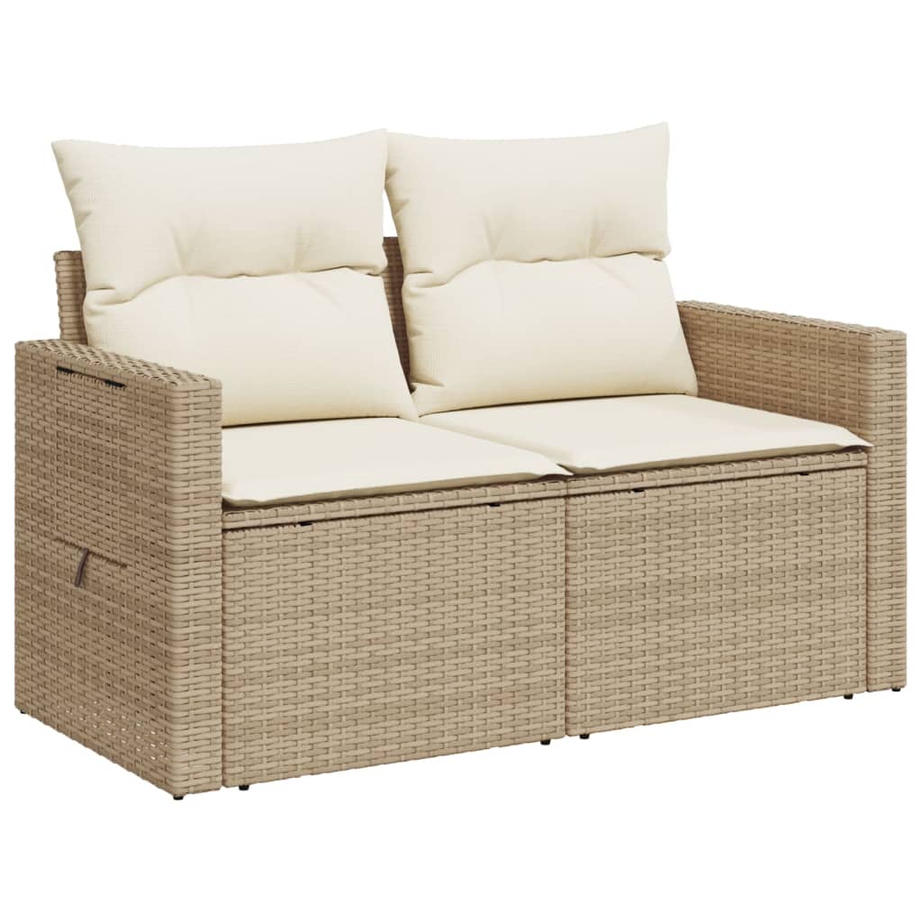 vidaXL Canapé de jardin 2 places avec coussins en résine tressée beige