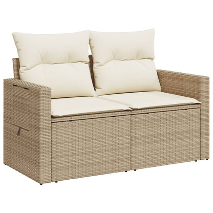 vidaXL Canapé de jardin 2 places avec coussins en résine tressée beige