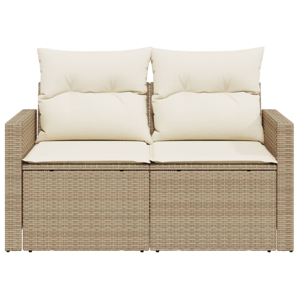 vidaXL Canapé de jardin 2 places avec coussins en résine tressée beige