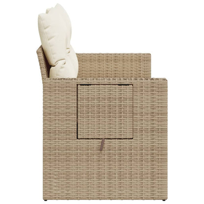 vidaXL Canapé de jardin 2 places avec coussins en résine tressée beige