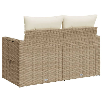 vidaXL Canapé de jardin 2 places avec coussins en résine tressée beige