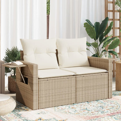 vidaXL Canapé de jardin 2 places avec coussins en résine tressée beige