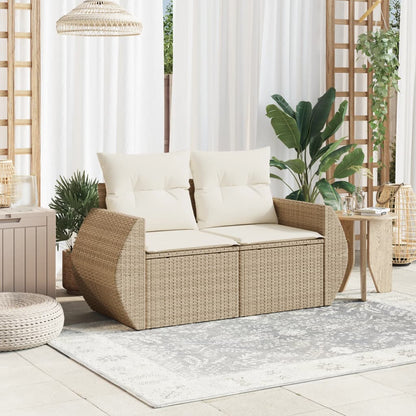 vidaXL Canapé de jardin 2 places avec coussins en résine tressée beige