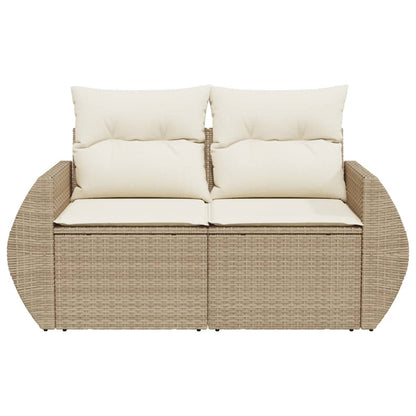 vidaXL Canapé de jardin 2 places avec coussins en résine tressée beige