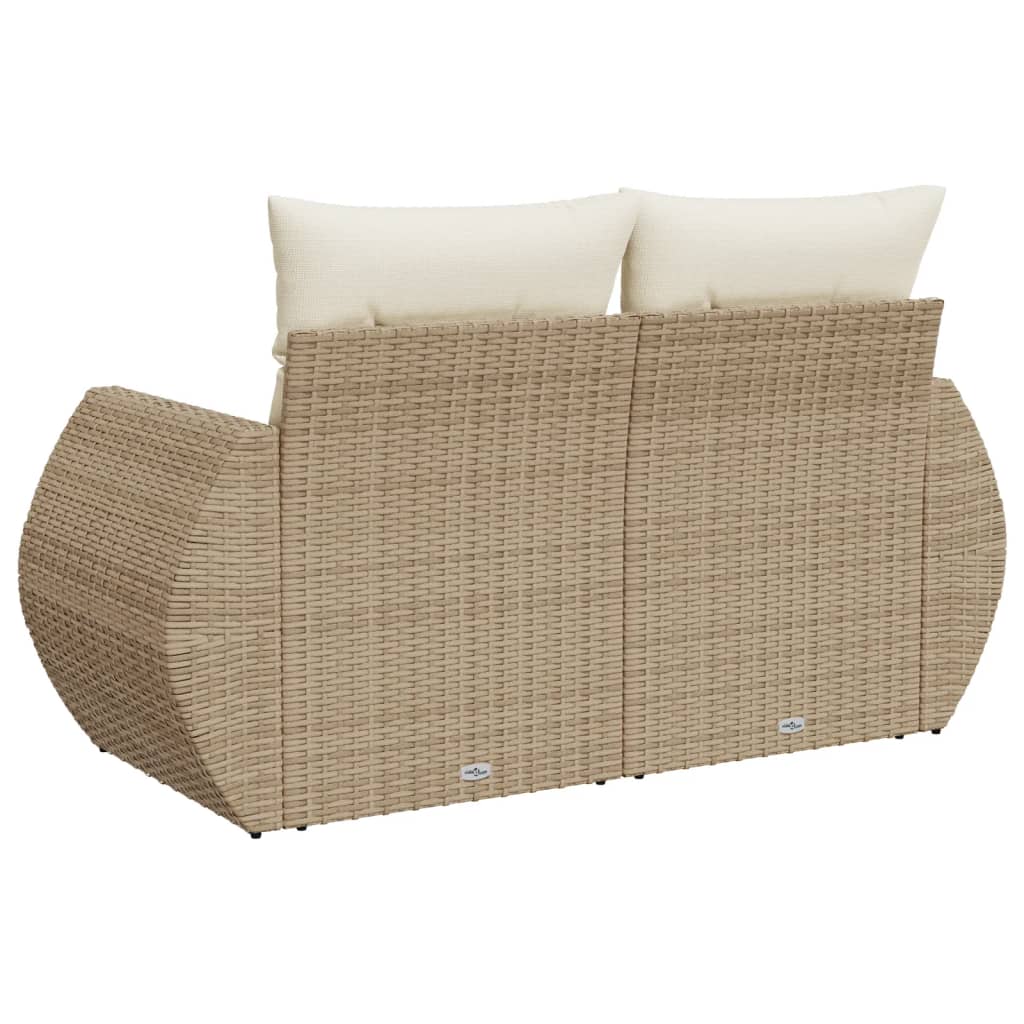 vidaXL Canapé de jardin 2 places avec coussins en résine tressée beige