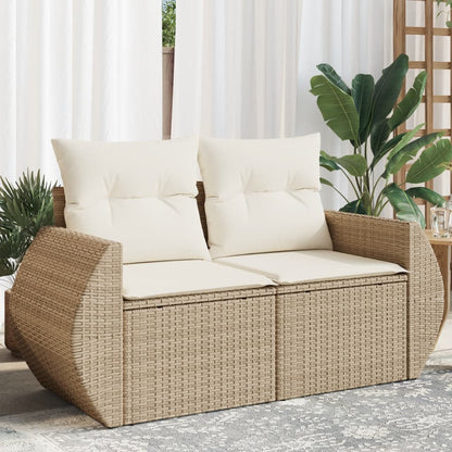 vidaXL Canapé de jardin 2 places avec coussins en résine tressée beige
