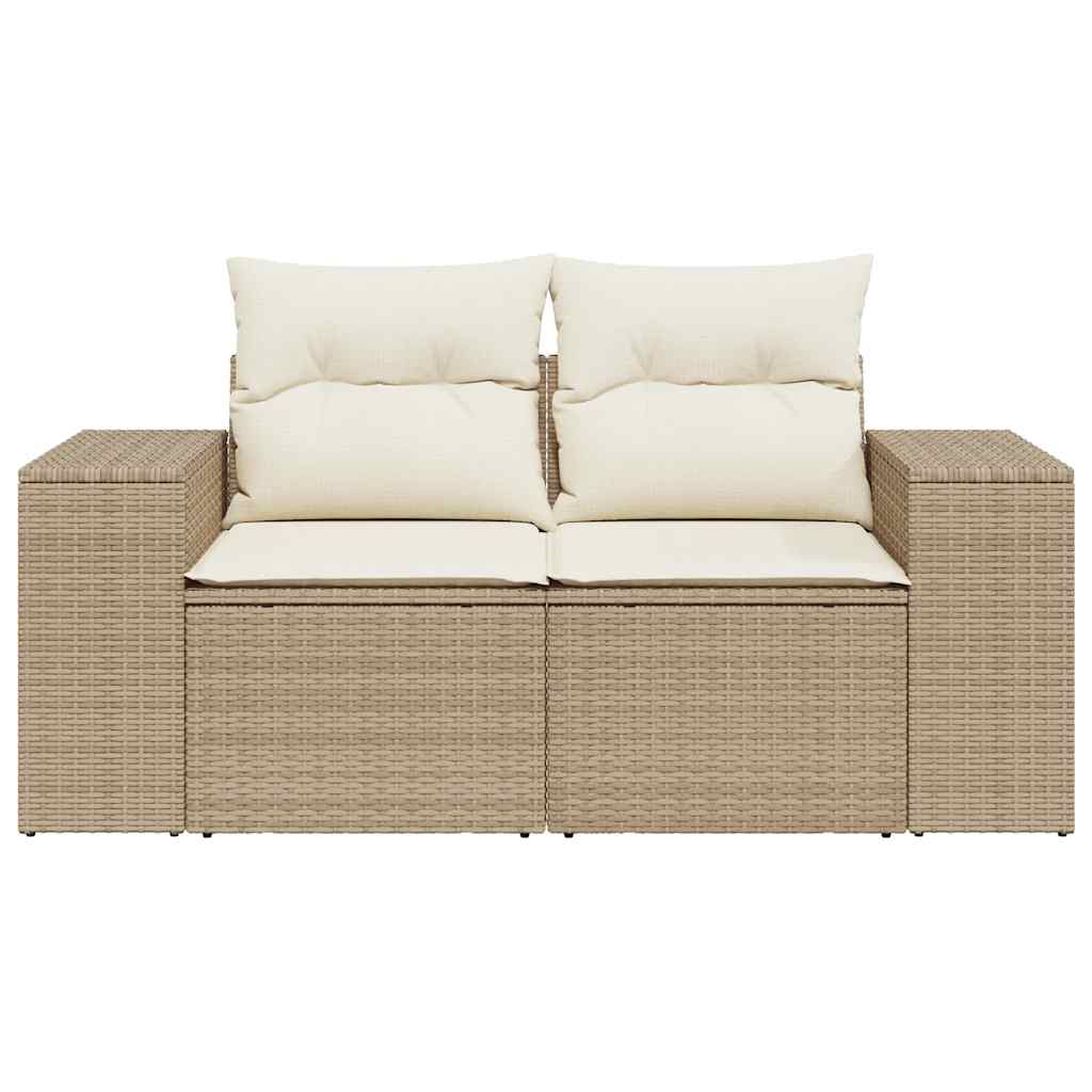 vidaXL Canapé de jardin 2 places avec coussins en résine tressée beige