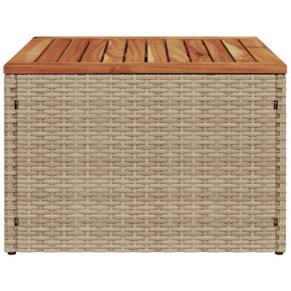 vidaXL Gartentisch Beige 55x55x37 cm Poly Rattan und Akazienholz