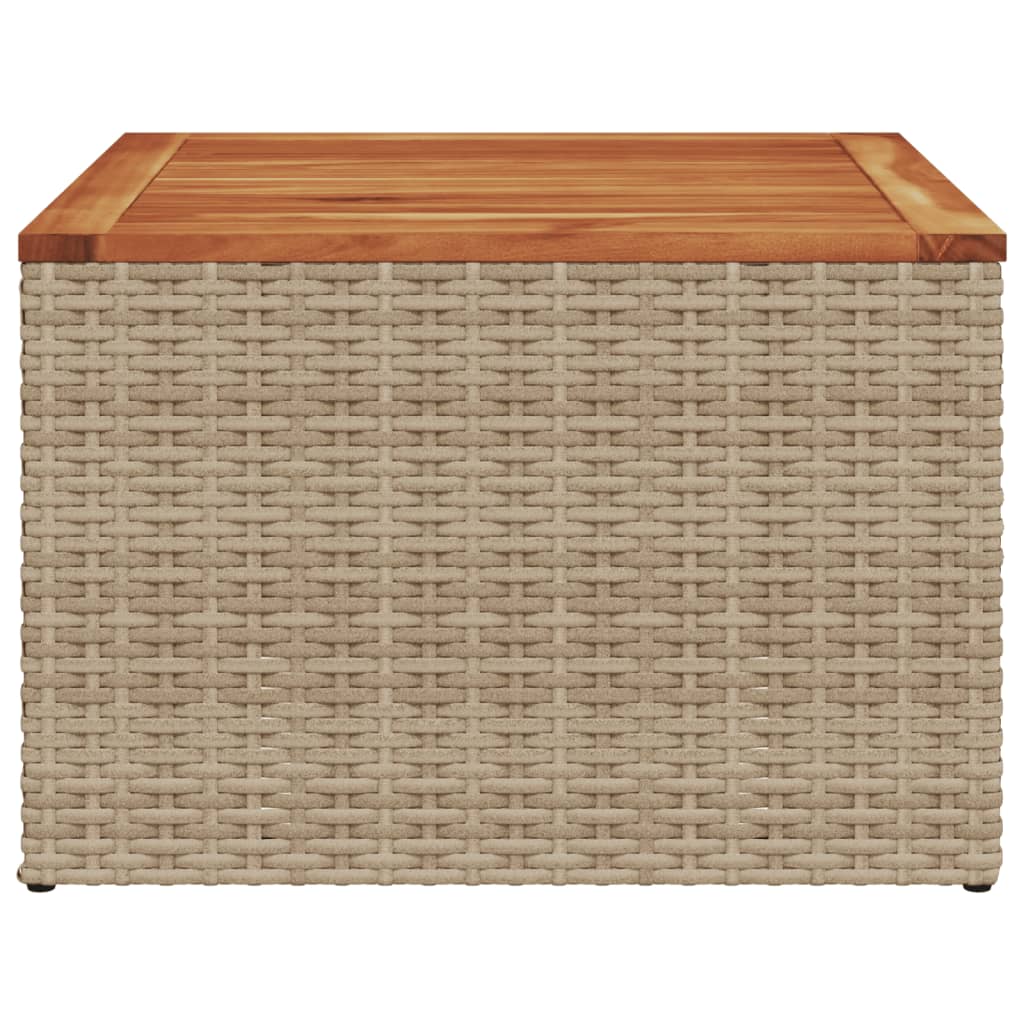 vidaXL Gartentisch Beige 55x55x37 cm Poly Rattan und Akazienholz
