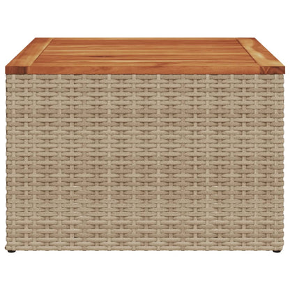 vidaXL Gartentisch Beige 55x55x37 cm Poly Rattan und Akazienholz