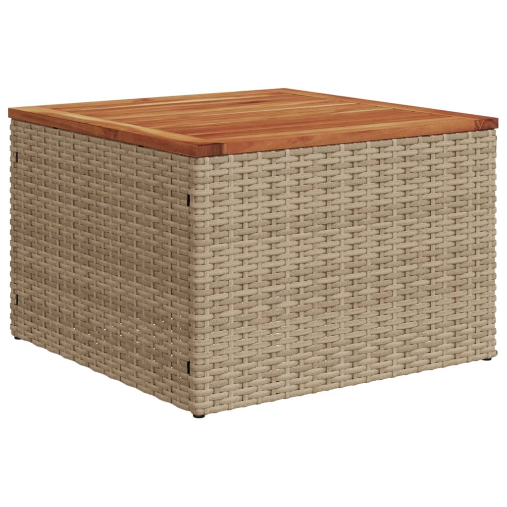 vidaXL Gartentisch Beige 55x55x37 cm Poly Rattan und Akazienholz