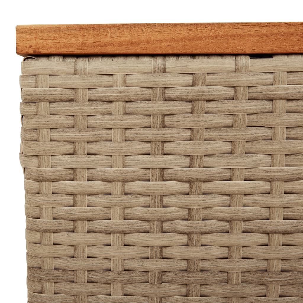 vidaXL Gartentisch Beige 55x55x37 cm Poly Rattan und Akazienholz