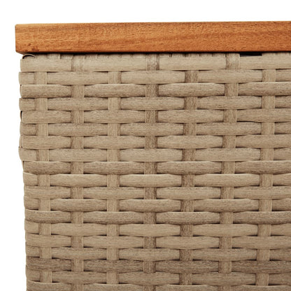 vidaXL Gartentisch Beige 55x55x37 cm Poly Rattan und Akazienholz